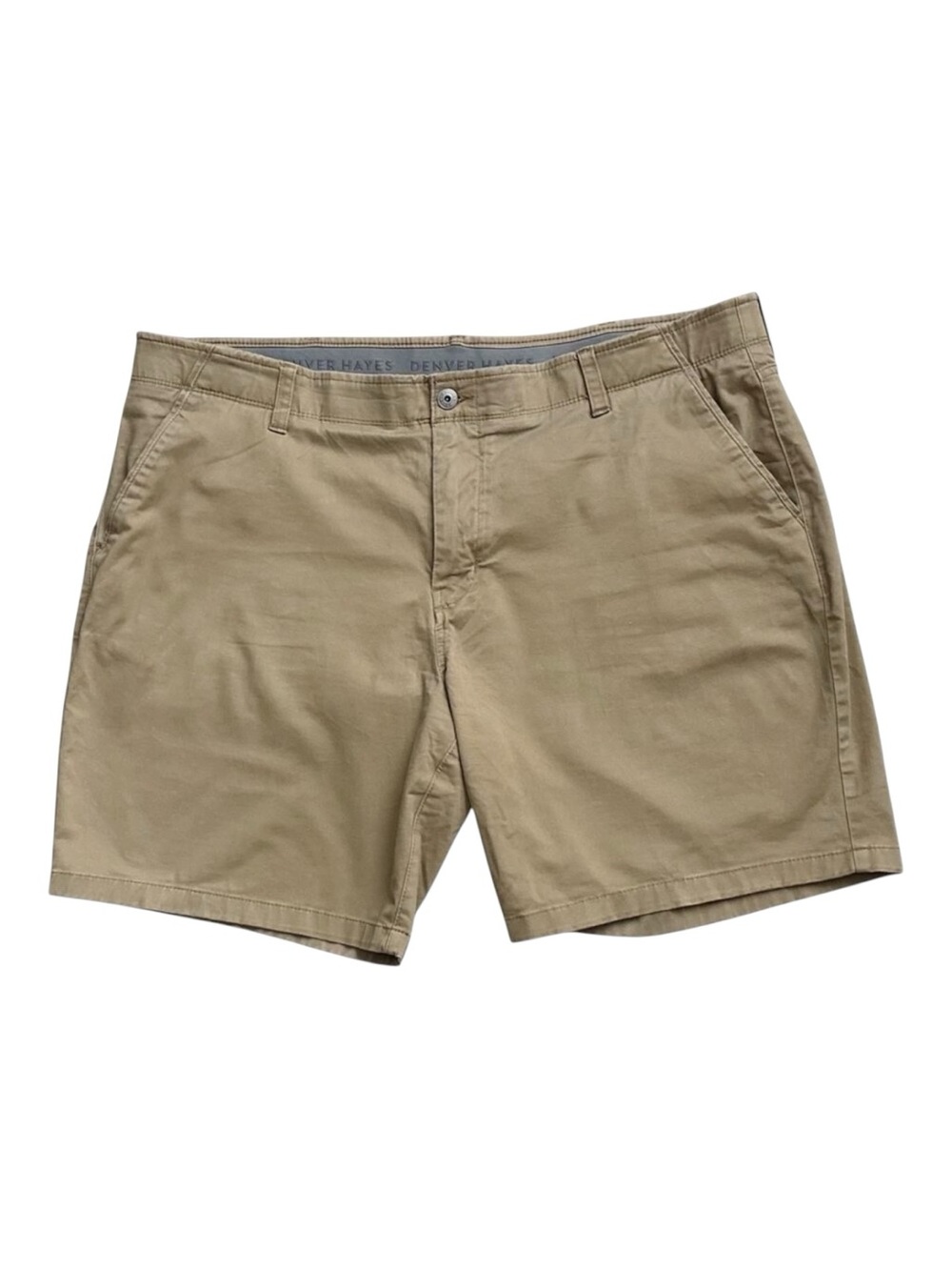 Denver Hayes Mens 42 Tan Chino Shorts Flat Front Stretch Casual 8" Inseam
